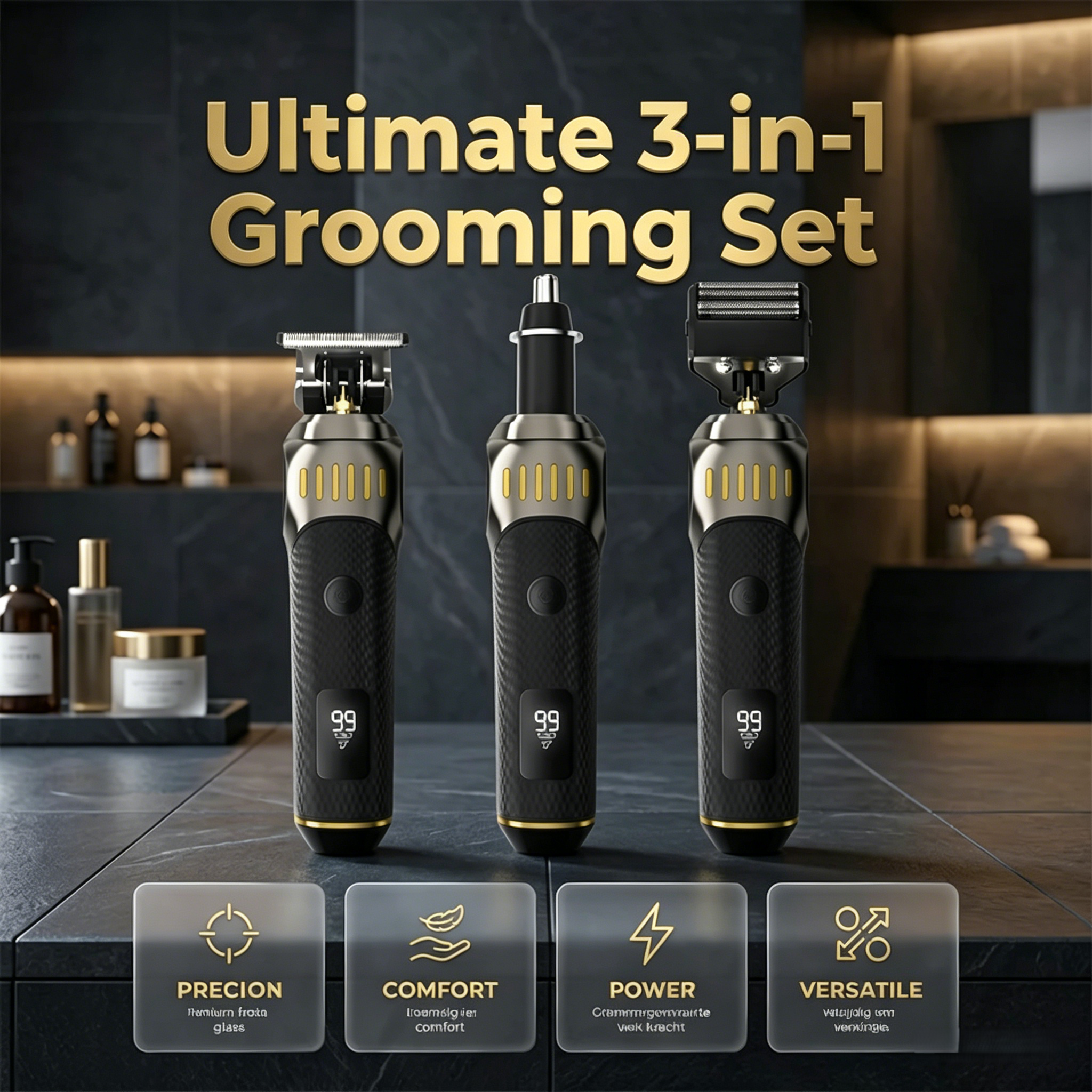 🚗 LIMITED TIME: 50% OFF! 🏆3-in-1 grooming kit for men – hair & beard