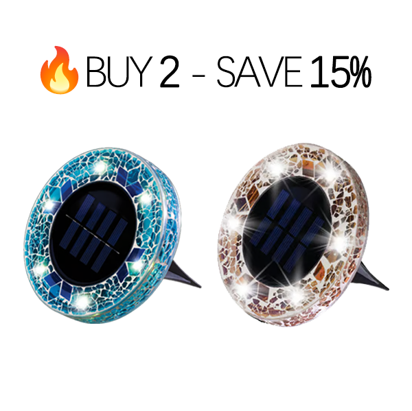⏳LAST DAY BUY 3 GET 1 FREE!!💎🌟Solara™ Solar Outdoor Mosaic Disk Lights – Waterproof Decorative LED Pathway Garden Lights, Auto-On at Dusk, No Wiring Needed
