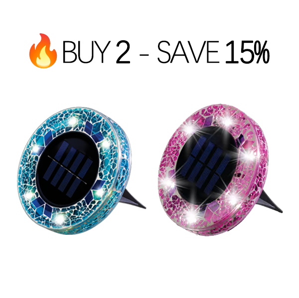 ⏳LAST DAY BUY 3 GET 1 FREE!!💎🌟Solara™ Solar Outdoor Mosaic Disk Lights – Waterproof Decorative LED Pathway Garden Lights, Auto-On at Dusk, No Wiring Needed