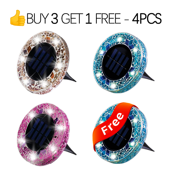 ⏳LAST DAY BUY 3 GET 1 FREE!!💎🌟Solara™ Solar Outdoor Mosaic Disk Lights – Waterproof Decorative LED Pathway Garden Lights, Auto-On at Dusk, No Wiring Needed