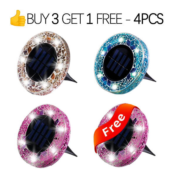 ⏳LAST DAY BUY 3 GET 1 FREE!!💎🌟Solara™ Solar Outdoor Mosaic Disk Lights – Waterproof Decorative LED Pathway Garden Lights, Auto-On at Dusk, No Wiring Needed