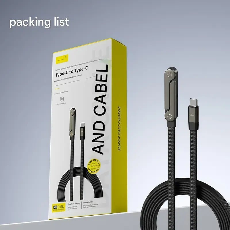 2-in-1 Braided Fast Charge Cable With Built-in Phone Stand