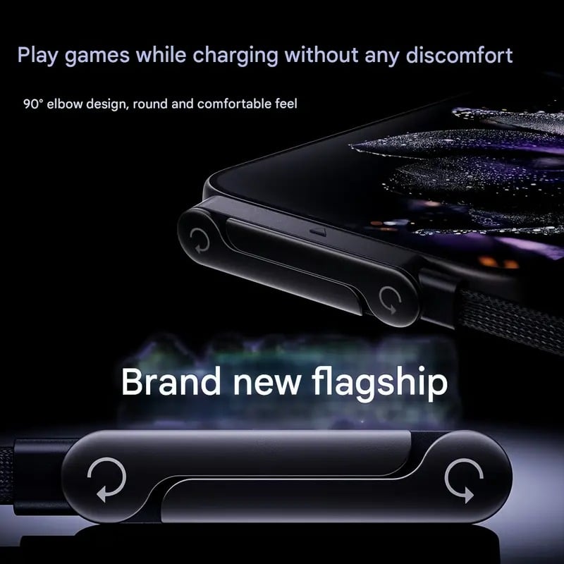 2-in-1 Braided Fast Charge Cable With Built-in Phone Stand
