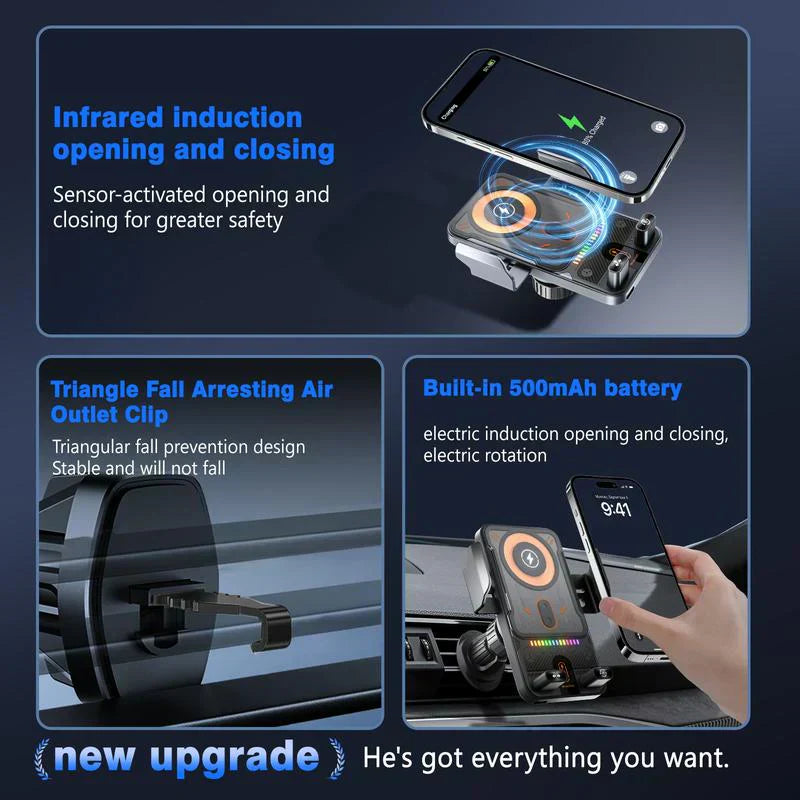 🔥HOT SALE 50% OFF🎁⚡Over 50,000 sold! 📱Smart 2-in-1 Car Rotating Mobile Phone Holder & Wireless Charger⚡