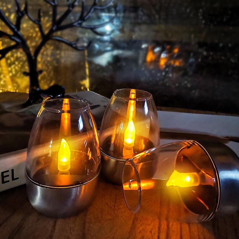 6Pack Solar Power Tea Lights Outdoor Flameless Flicker IP65 Waterproof Table Lamp LED Candles with Dusk to Dawn Sensor for Lantern Garden Camping Party Home Decorations Warm Color