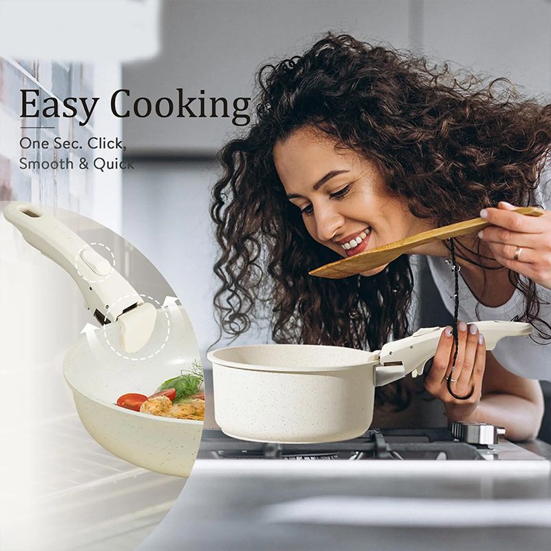 Non-stick Cookware Set with Removable Handle - Oven Safe