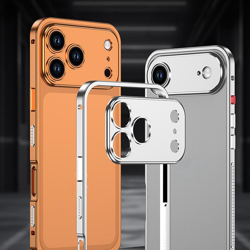 Metal Bare Frame Heat-Dissipating iPhone Case with Seahorse Buckle Design