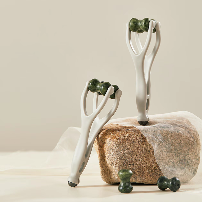 Natural Stone Massage Set: Scraping Board, Finger Clip & Egg-Shaped Massager