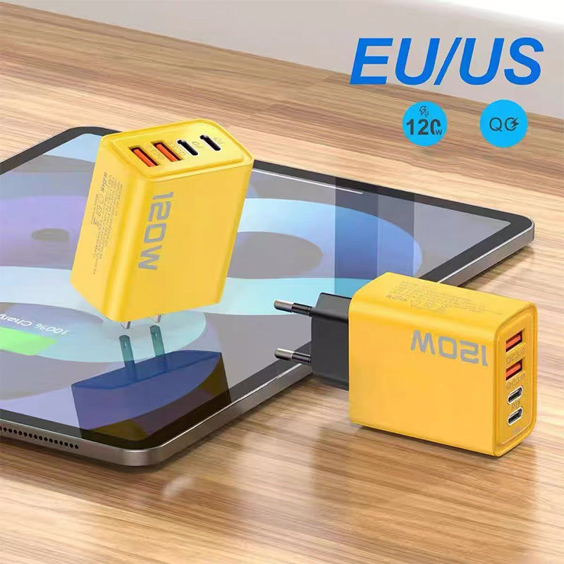 120W 4-Port Fast Charger Block