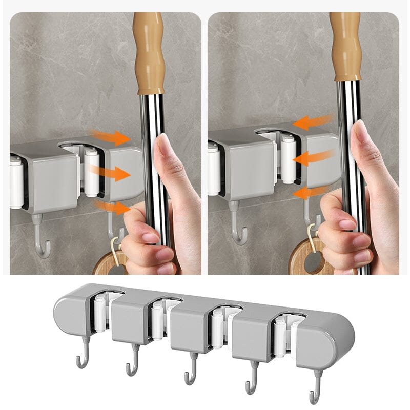 🧹 50% OFF NOW! 🚪 Multifunctional Mop Holder with Hook – Space-Saving, Strong Adhesive & Perfect for Home Organization 🏠