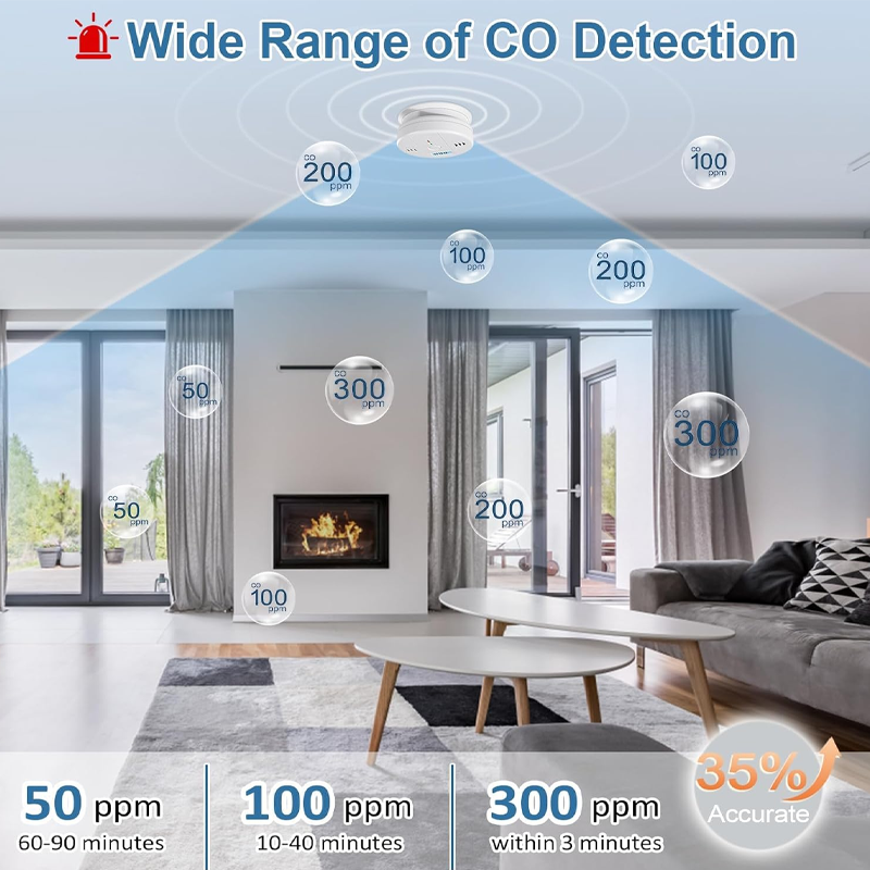 High-Accuracy Carbon Monoxide Detector Alarm