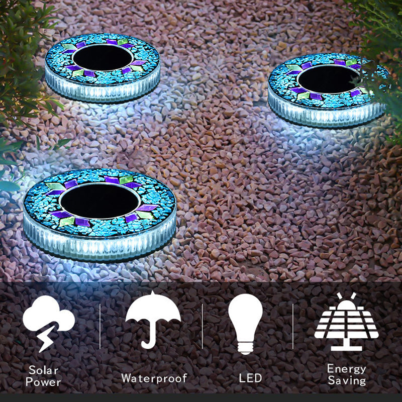 ⏳LAST DAY BUY 3 GET 1 FREE!!💎🌟Solara™ Solar Outdoor Mosaic Disk Lights – Waterproof Decorative LED Pathway Garden Lights, Auto-On at Dusk, No Wiring Needed