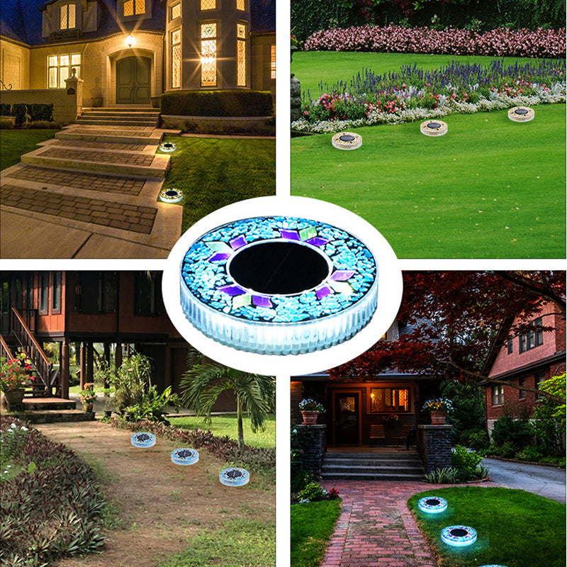 ⏳LAST DAY BUY 3 GET 1 FREE!!💎🌟Solara™ Solar Outdoor Mosaic Disk Lights – Waterproof Decorative LED Pathway Garden Lights, Auto-On at Dusk, No Wiring Needed