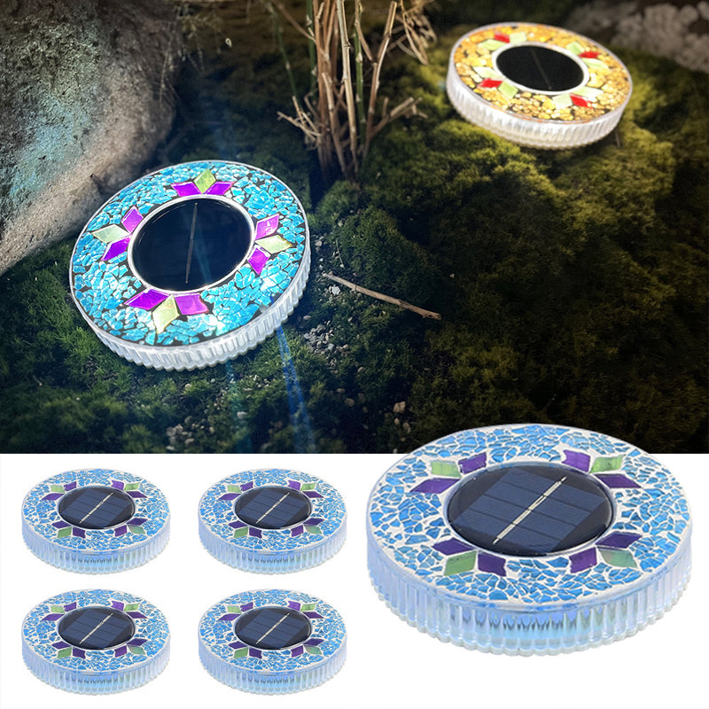 ⏳LAST DAY BUY 3 GET 1 FREE!!💎🌟Solara™ Solar Outdoor Mosaic Disk Lights – Waterproof Decorative LED Pathway Garden Lights, Auto-On at Dusk, No Wiring Needed