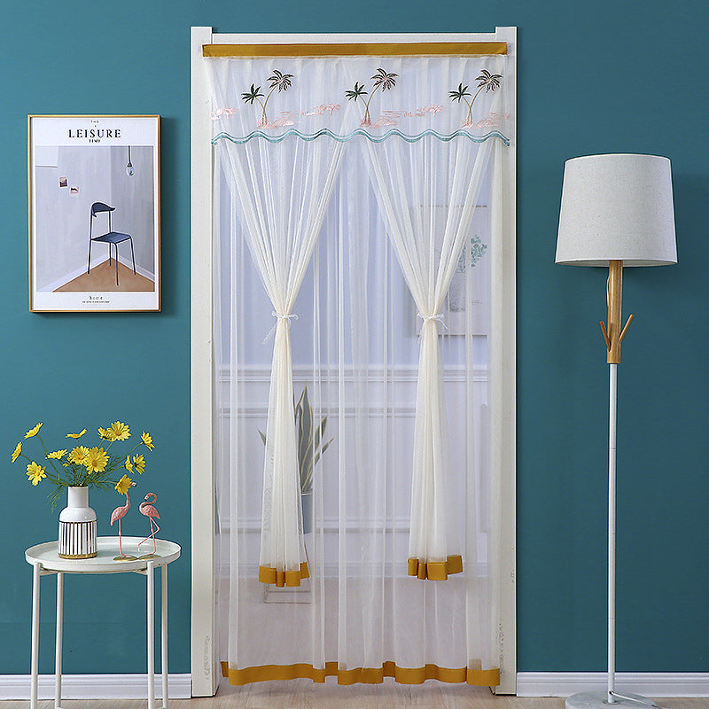 Embroidered Sheer Door Curtain