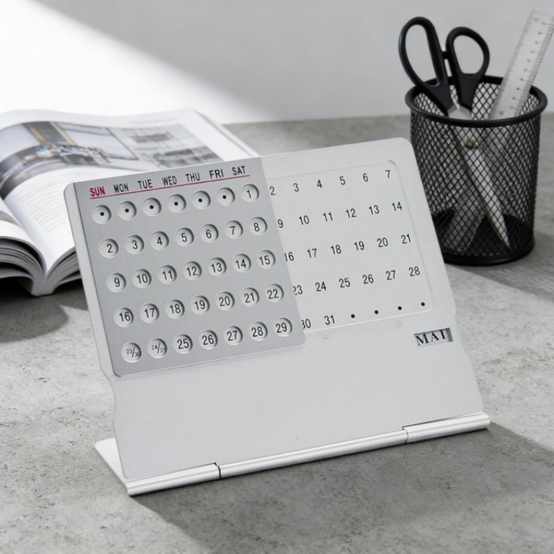 Aluminum Perpetual Desk Calendar