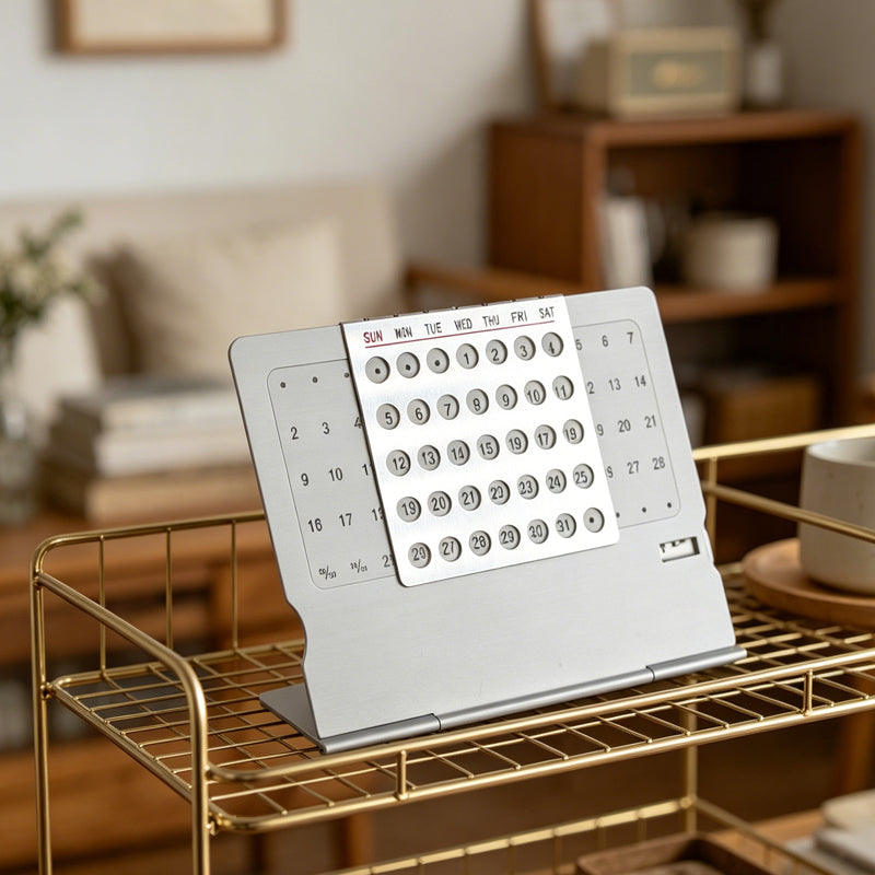 Aluminum Perpetual Desk Calendar